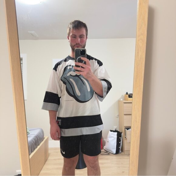 Vintage 90s Rolling Stones Logo Athletic Men's Sz Large Oversized Hockey Jersey - Picture 3 of 15